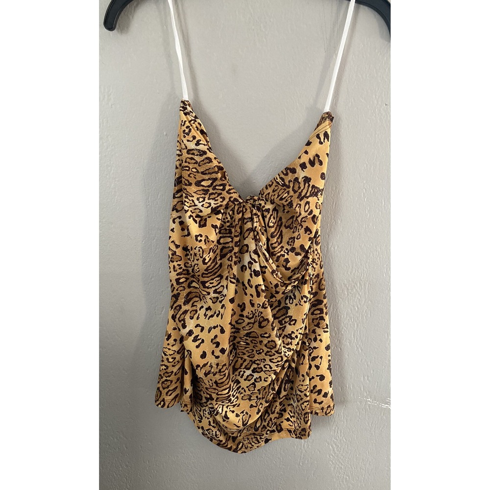Kiwi Sparkle Sleeveless Party Blouse Tops Shimmer Animal Print 2X